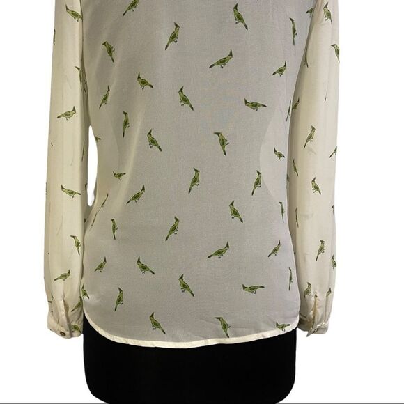 𝅺forever21 Sheer Parrot Print Blouse Sz S - Picture 8 of 13